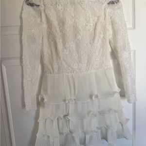 REVOLVE Ivory Lace Ruffle Mini Dress